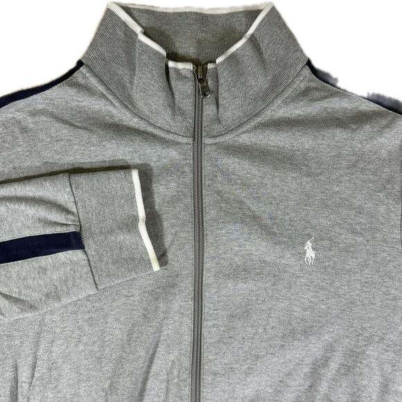Polo Ralph Lauren Mens XL Gray Track Jacket Full Zip Cotton Blend Performance - Picture 1 of 11